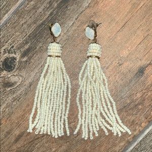 Dangle cream beaded earrings